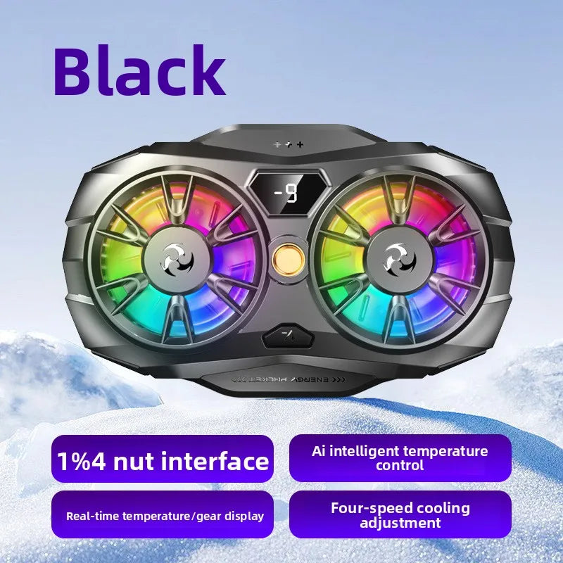 phone cooler gaming portable fan to cool the mobile cooling fan magnetic mobile cooler phone gaming radiator for cell phone fan Peaceful Pleasures Health and Wellness Black