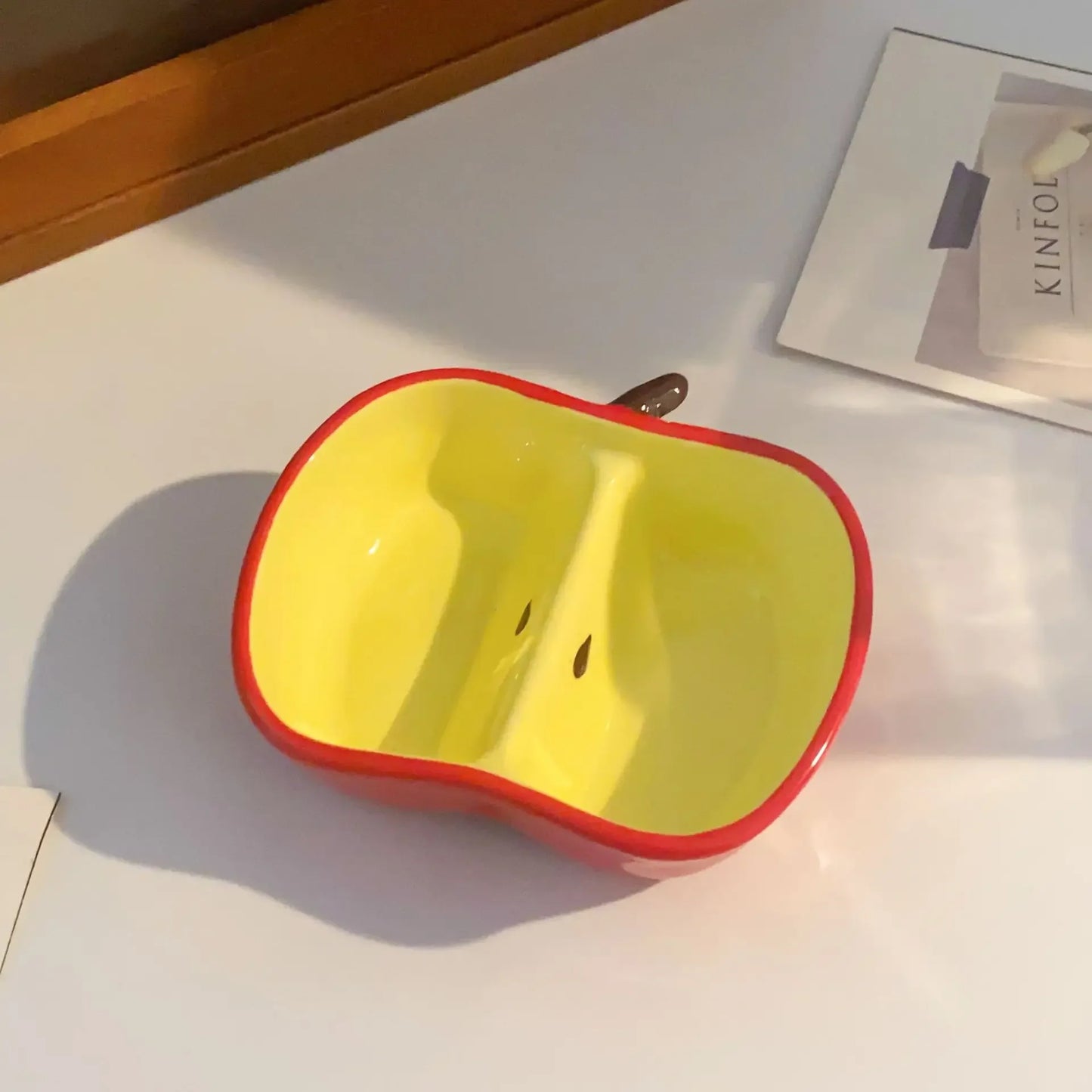 Ceramic Dipping Dish Household Flavor Dish Fruit Shaped Dish Dining Table High Aesthetic Value Apple Banana Seasoning Snack Dish Peaceful Pleasures Health and Wellness B