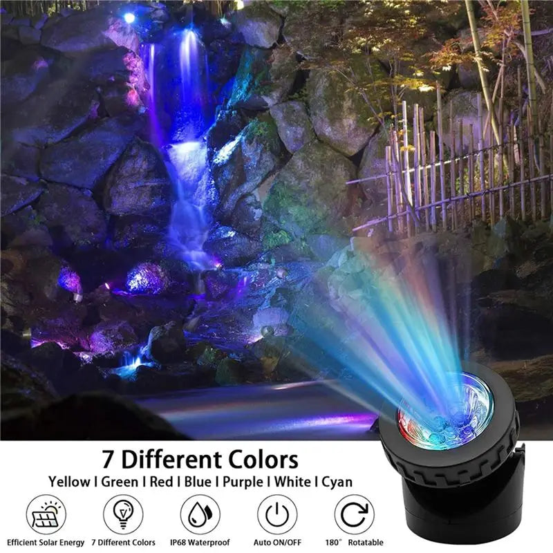 A36T-2X Solar Pond Spotlights, LED Solar Underwater Lights With Dual Head Waterproof Submarine Landscape Spotlight Lighting C Peaceful Pleasures Health and Wellness