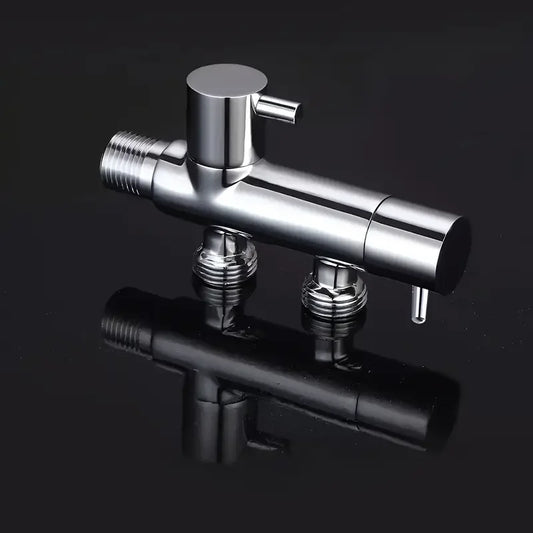 Dual Outlet Chrome Angle Valve G1/2 | Washing Machine Valve Plumbing Angle Valve Peaceful Pleasures Health and Wellness