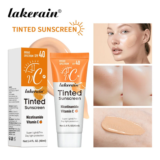 SPF40 Tinted Moisturizing VC Sunscreen Skin Protection Refreshing Makeup Sunscreen Cream UV Anti-aging Resistance Sunscreen Peaceful Pleasures Health and Wellness 40ml