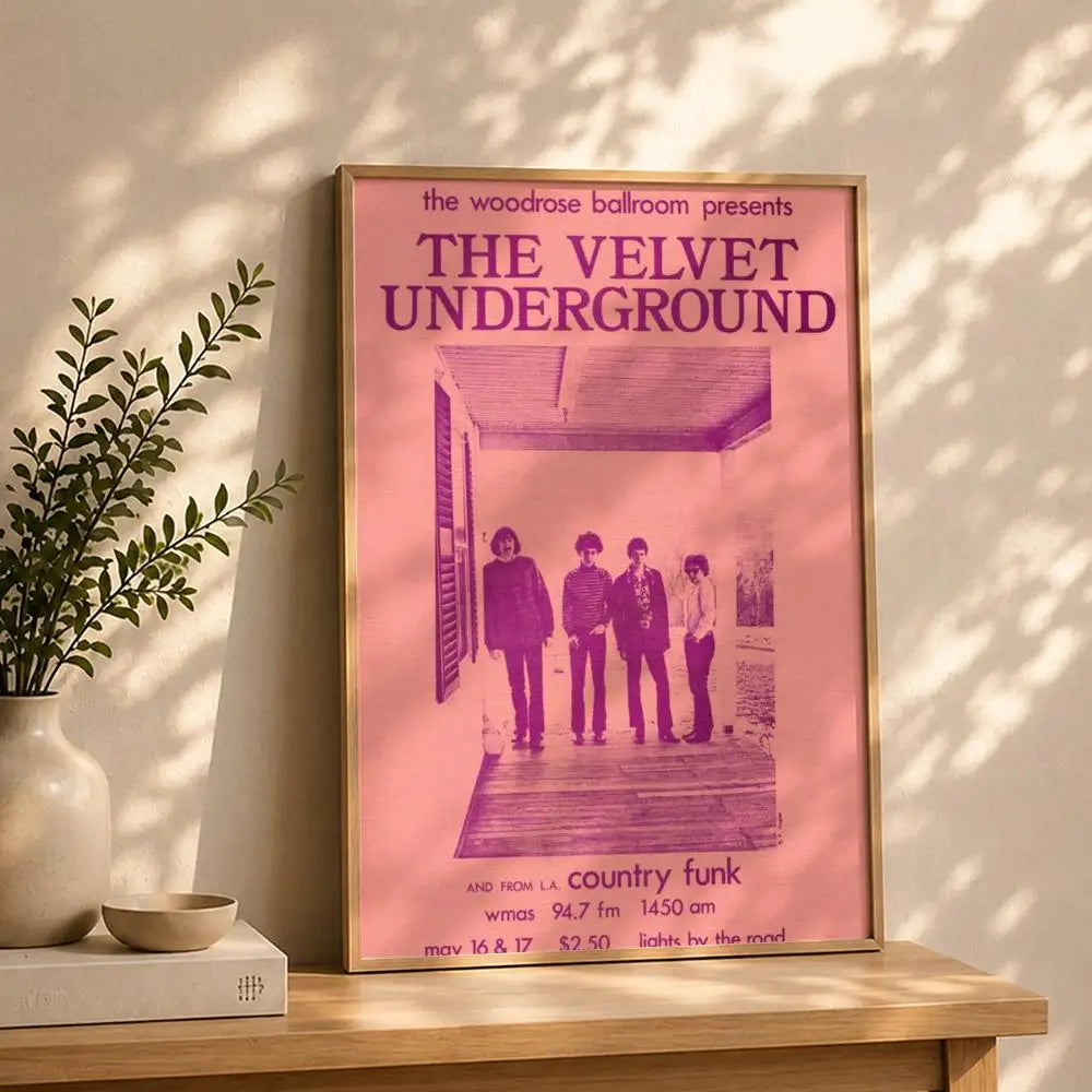 Band T-The Velvet UndergroundS Poster HD Self Adhesive Waterproof Wall Art Ideal for Home Office Dorm Bedroom Great Gift Peaceful Pleasures Health and Wellness White2 40X50cmNoframe