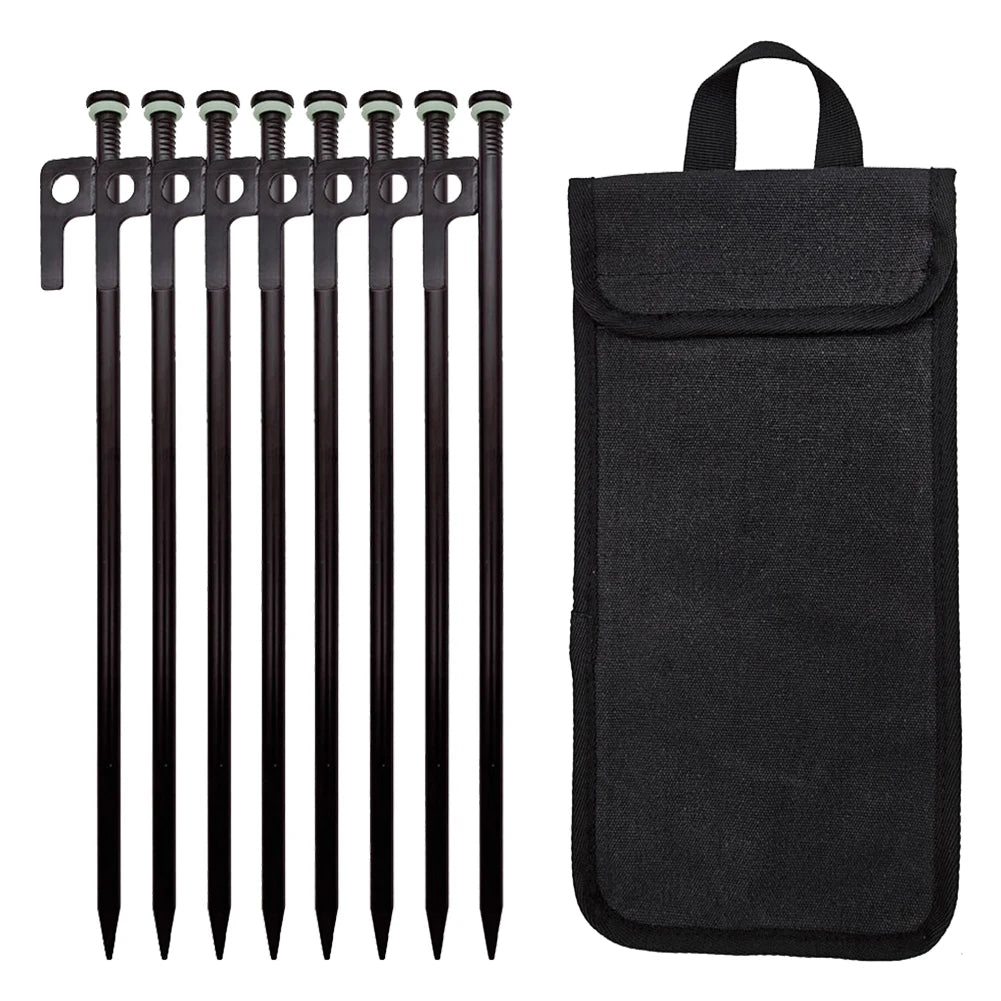 Forged Steel Tent Stakes 4/8Pcs – 30cm Heavy Duty Pegs & Bag