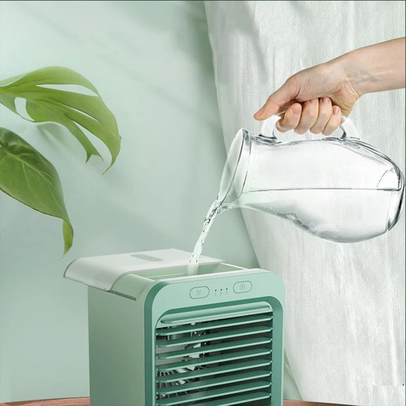 USB Desk Mini Fan Portable Air Cooler Fan Air Conditioner Light Desktop Air Cooling Fan Humidifier Purifier for Office Bedroom Peaceful Pleasures Health and Wellness