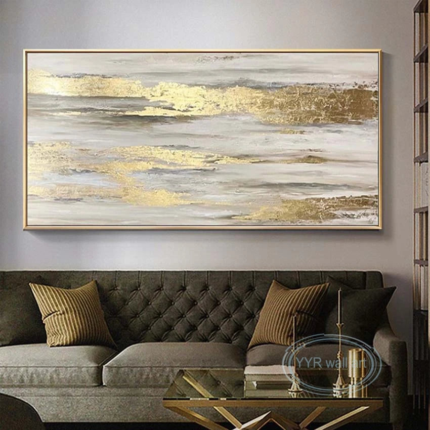 High Quality Abstract Gold Foil Handmade Oil Painting Modern Wall Art Canvas Poster Bedroom Living Room Sofa Decoration Salon Peaceful Pleasures Health and Wellness