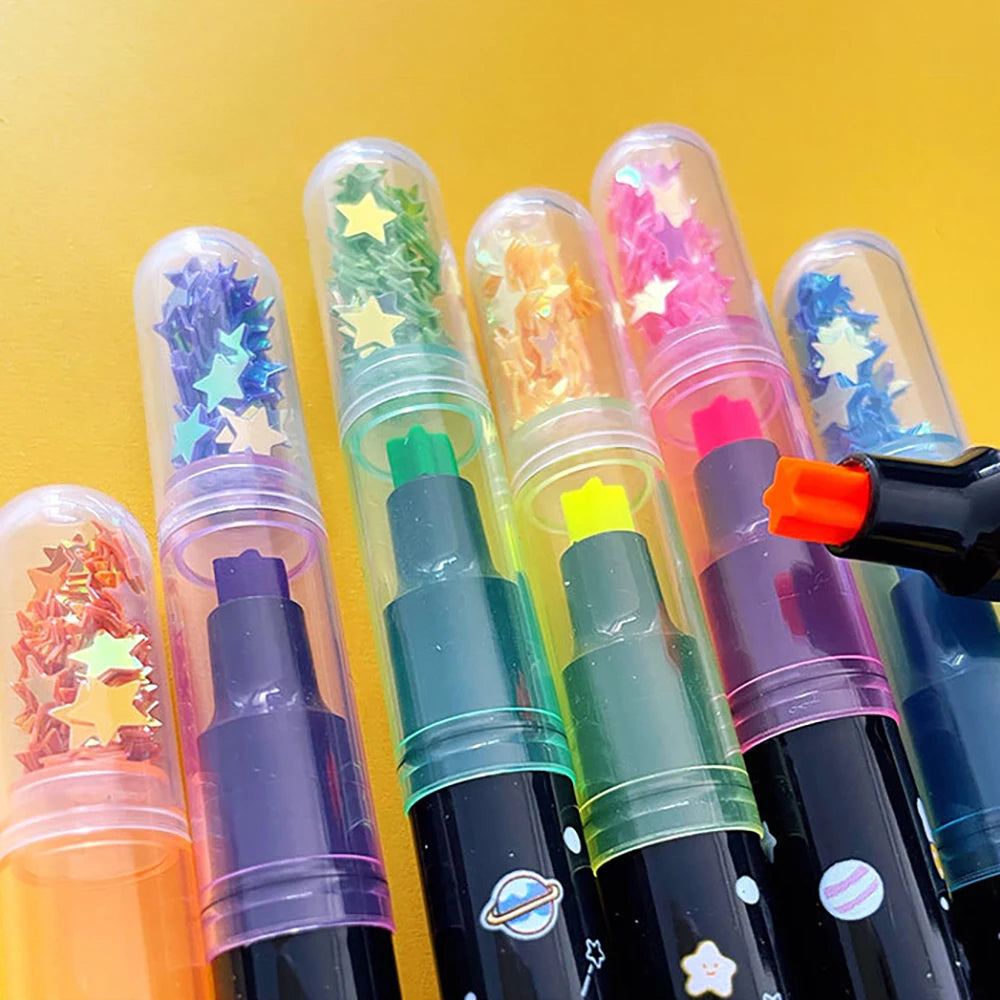 Cute Star Stamp Highlighter Art Marker DIY Hand Account Pen Office