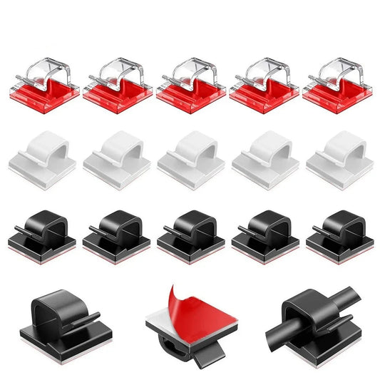50-Pack Self-Adhesive Cable Organizer Clips | Wire Cord Holder Cable Management Clips Peaceful Pleasures Health and Wellness