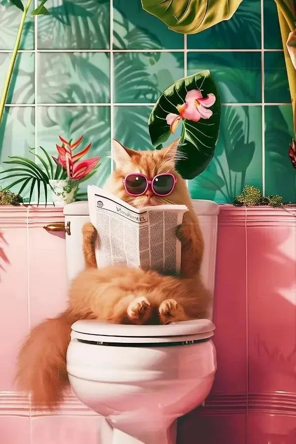 Funny Toilet Animals Canvas Wall Art | Bathroom Decor Poster