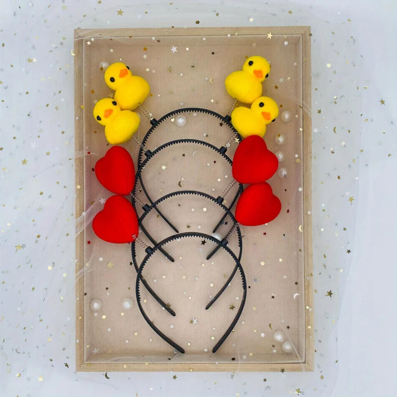 2pcs Yellow Duck Hair Clips - Cute Plastic Duckling Headbands with Black Elastic Bands, Peaceful Pleasures Health and Wellness