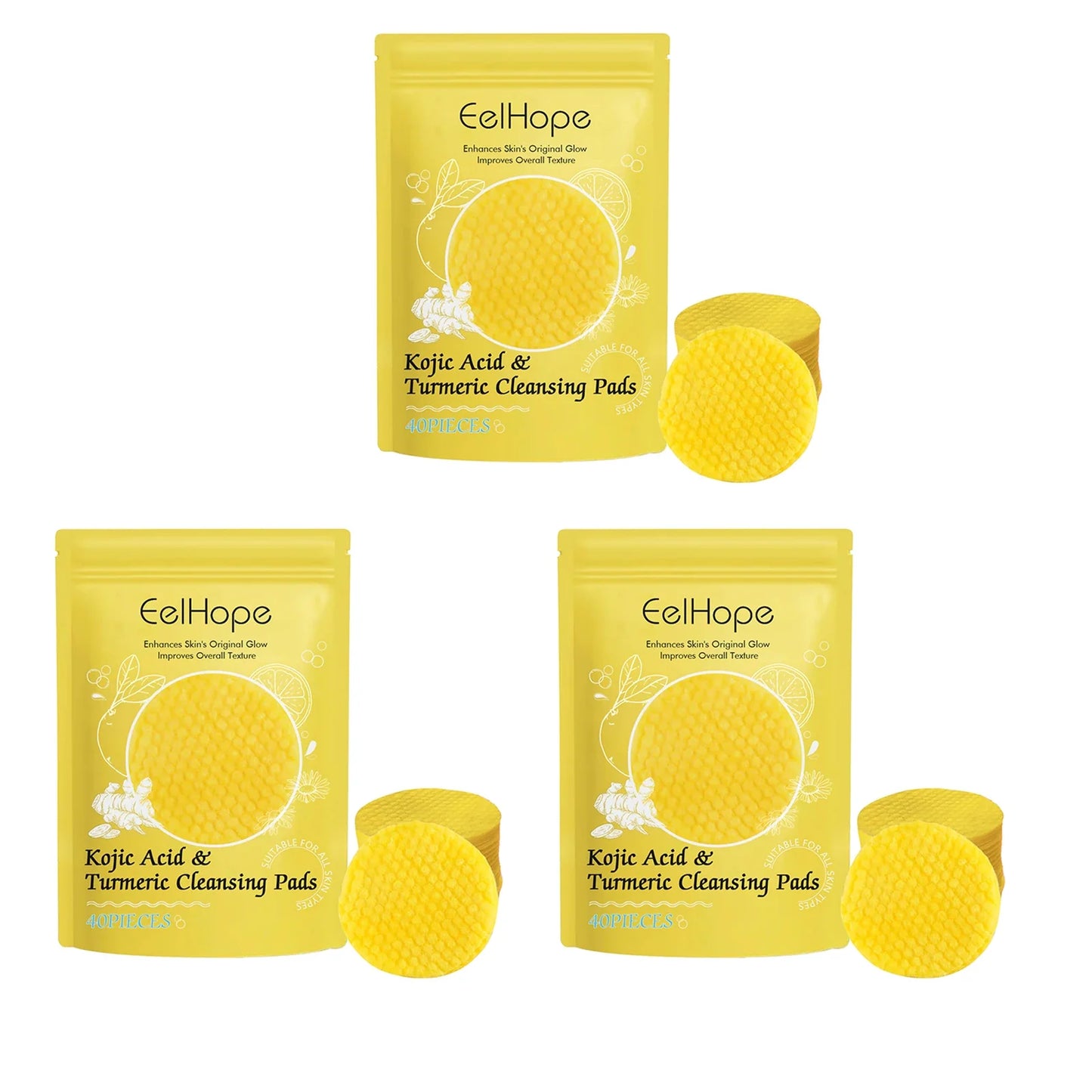 Kojic Acid & Turmeric Cleansing Pads – Brighten & Exfoliate Skin