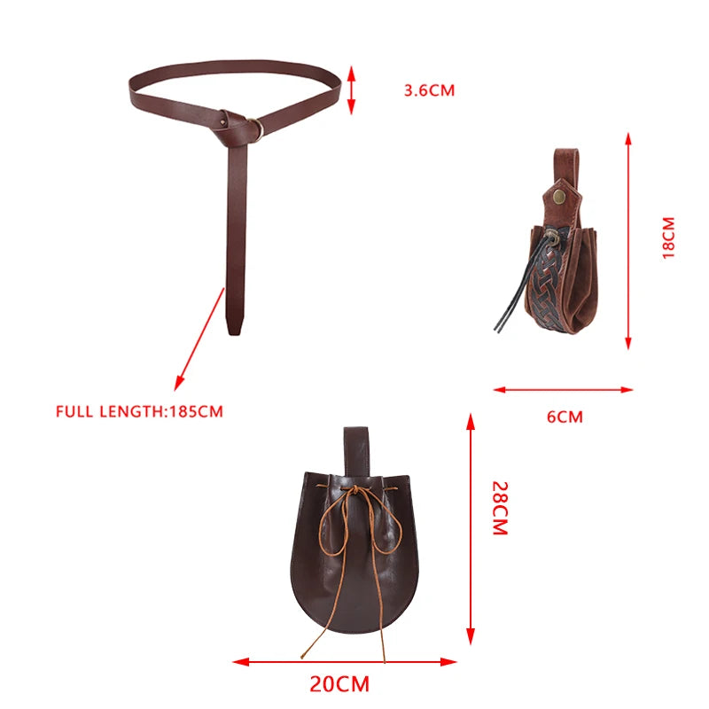 Medieval Belt Men Women PU Leather Retro Embossed Viking Armor