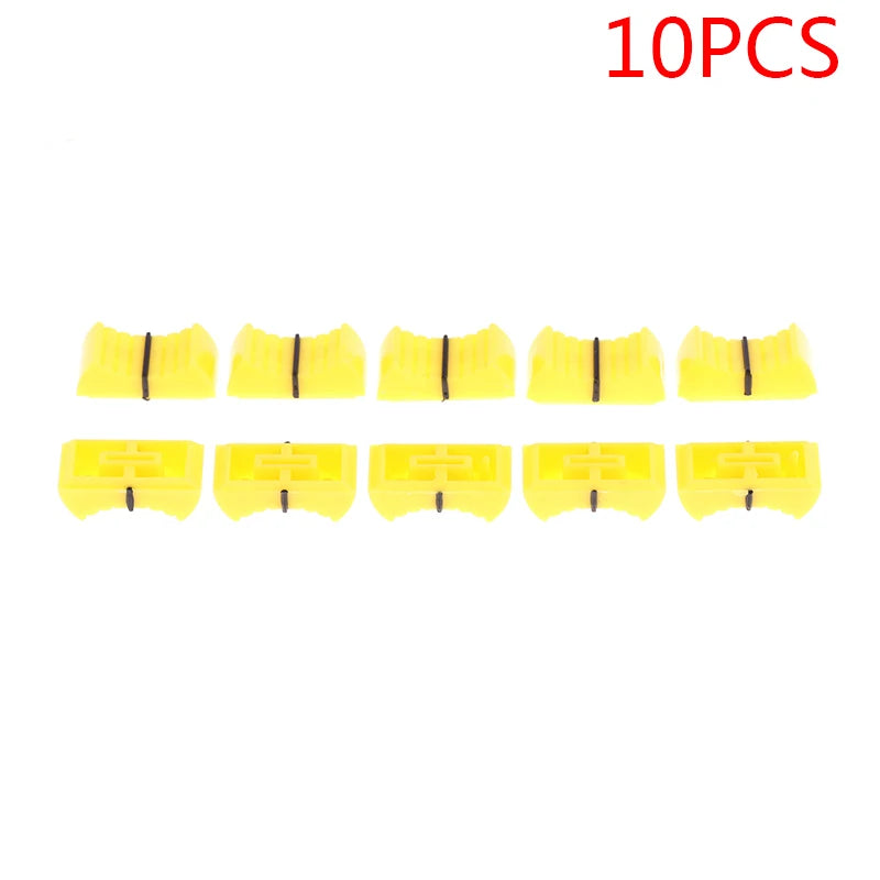 10PCS/set Fader Knob Cap Touch Sensitive Slider Ribbed Mixer Desk Switch Knob Cap Peaceful Pleasures Health and Wellness Yellow 10pcs