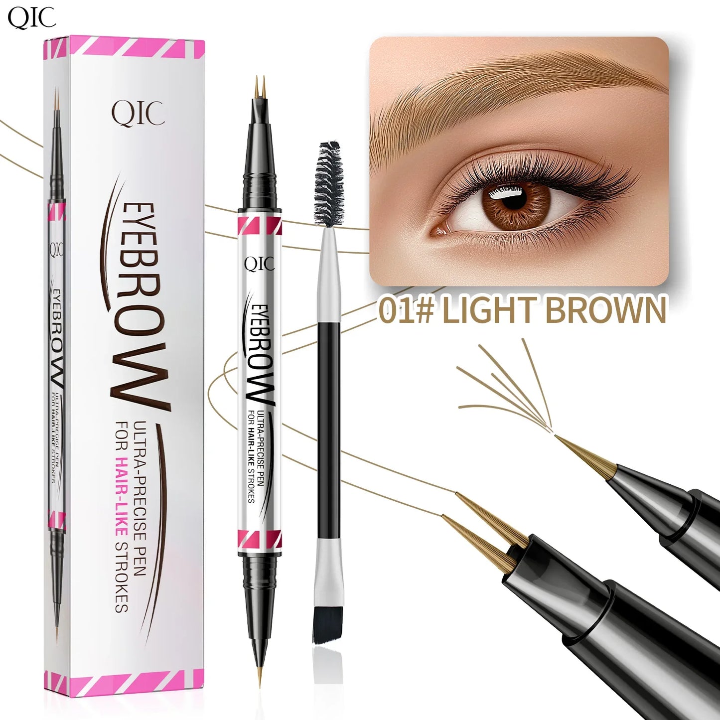 QIC Waterproof Micro Blade Eyebrow Pencil & Liquid Brow Marker