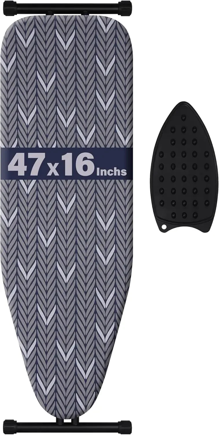 Full-Size Ironing Board with Heavy-Duty Padded Cover, Adjustable Height, and Anti-Skid Feet (47x16 inches) Peaceful Pleasures Health and Wellness United States