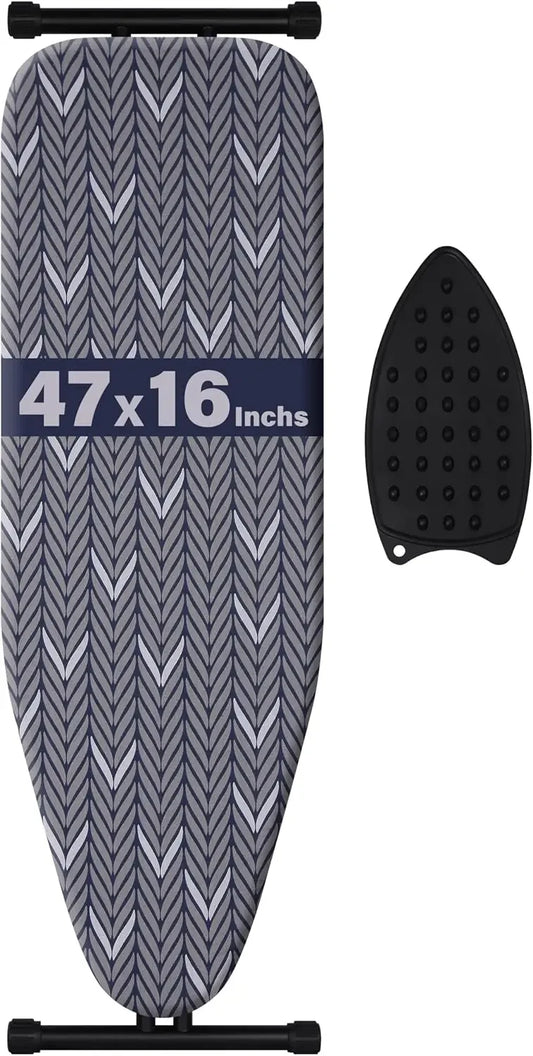 Full-Size Ironing Board with Heavy-Duty Padded Cover, Adjustable Height, and Anti-Skid Feet (47x16 inches) Peaceful Pleasures Health and Wellness United States