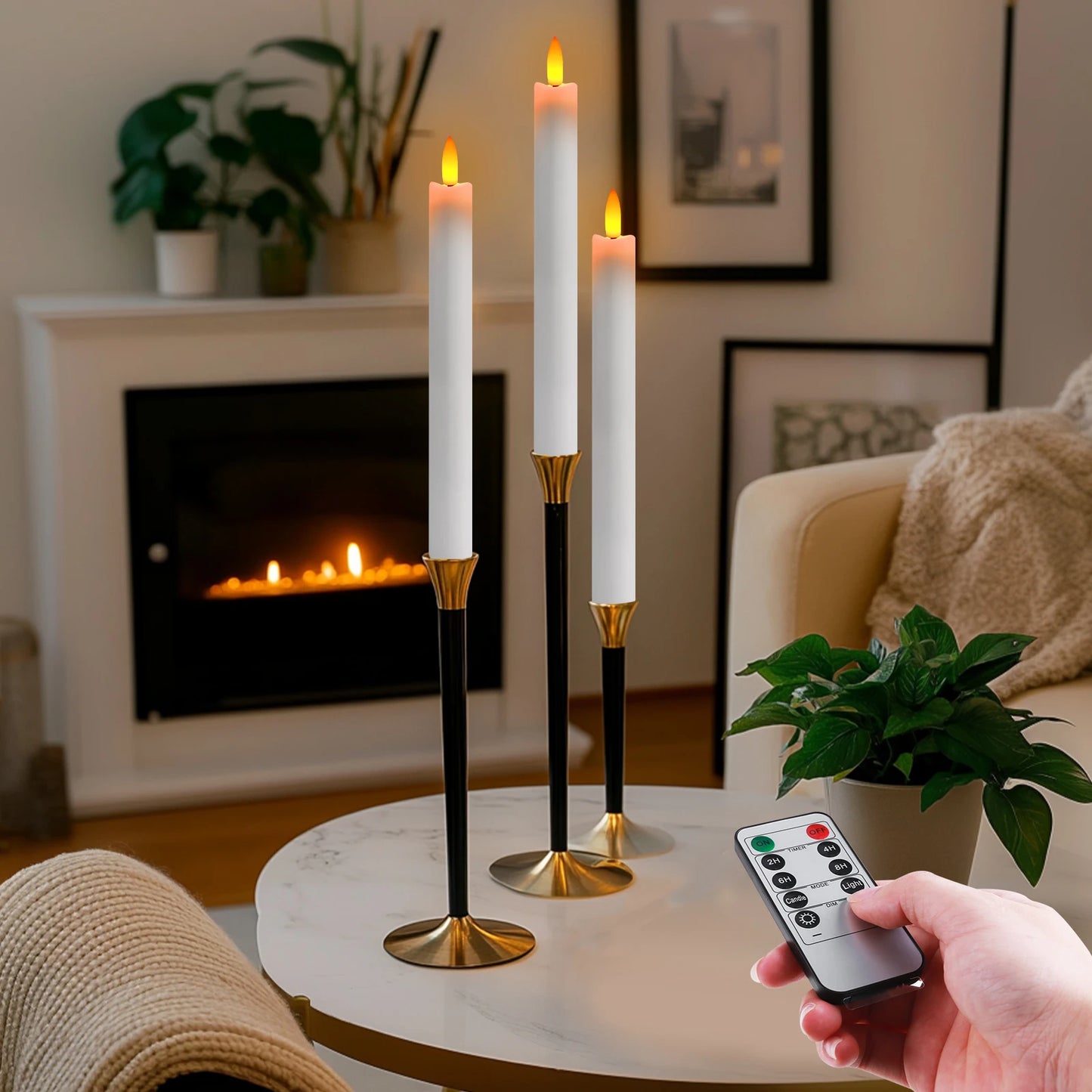 6/12/24pc Pack Flameless Taper Candles Battery Operated Flickering Window Candle Gold Holder Party Home Christmas Table Decor ﻿ Peaceful Pleasures Health and Wellness