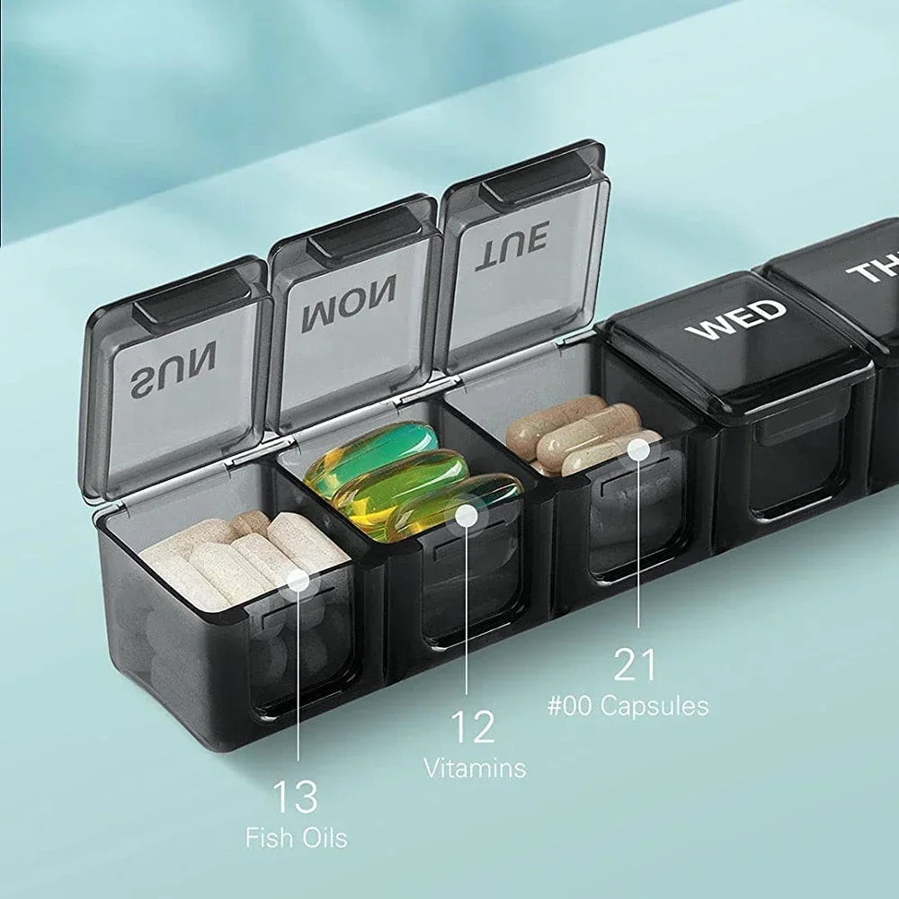 Large Weekly Pill Organizer,Vitamin Pill Box Organizer 7 Day,Am Pm Pill Case for Travel,Medicine Organizer for Fish Oils,Vitamin Peaceful Pleasures Health and Wellness