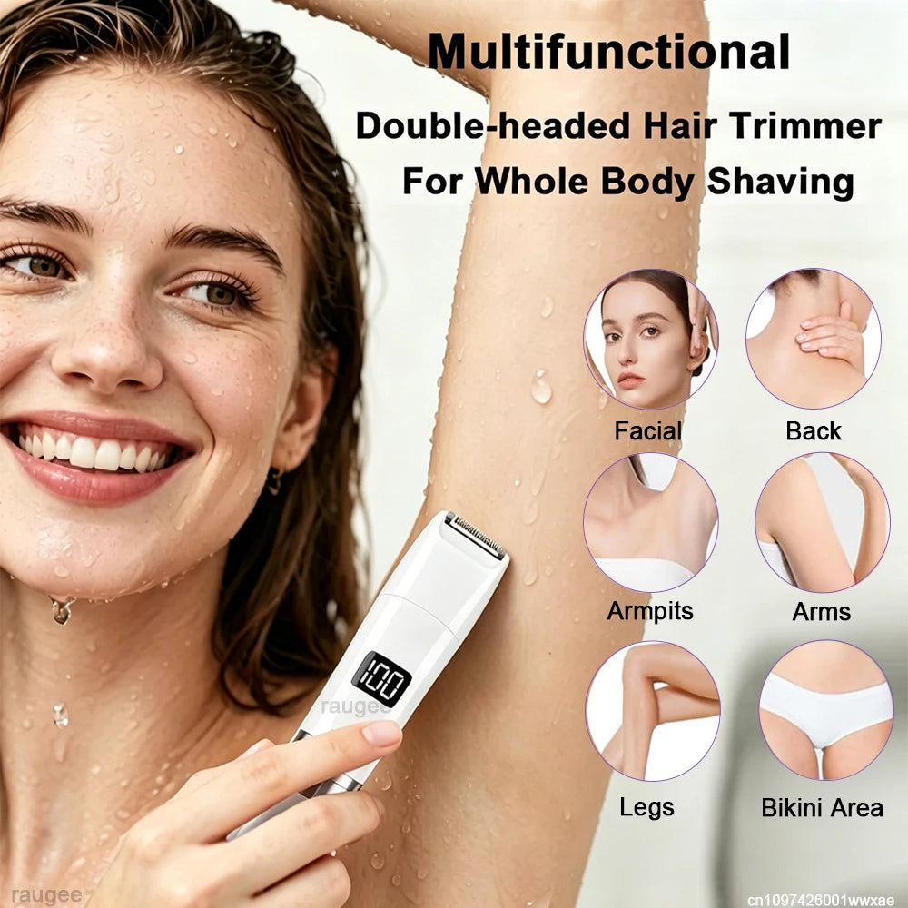 Electric Shaver for Women Body Epilator Woman's Razor 2 in 1 Dual Head Electric Body Hair Trimmer for Bikini Legs Underarms Face Peaceful Pleasures Health and Wellness