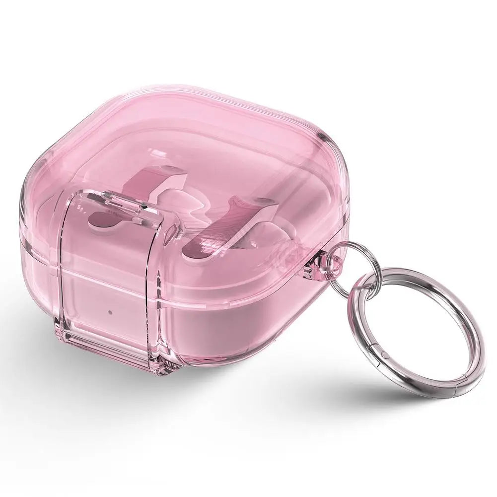 Crystal Transparent Earphone Case for Samsung Galaxy Buds4Pro Dust-proof Scratch-resistant Protective Cover Clear Secure Shell Peaceful Pleasures Health and Wellness Pink
