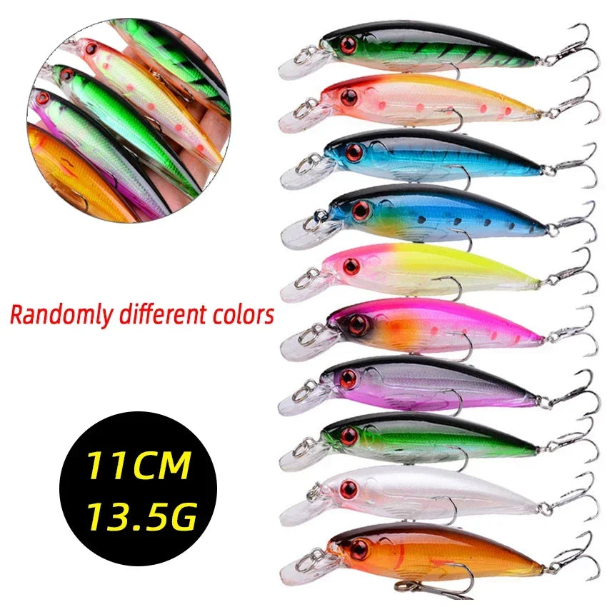 2026 Premium Minnow Lure Kit, 11cm 13.5g Mini Crank Wobble Swimming Artificial Bait Random Set Peaceful Pleasures Health and Wellness FS0041 3pcs Random Colors