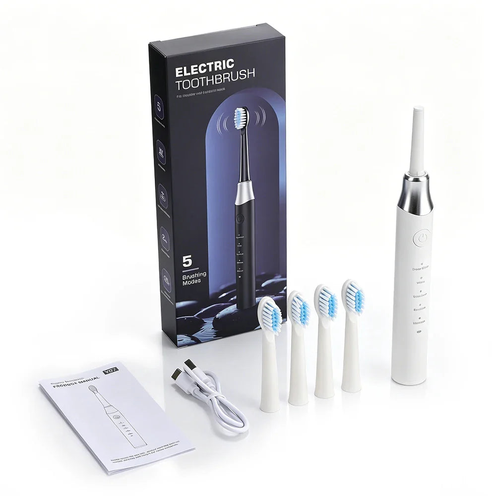 AFDEAL Sonic Electric Toothbrush – 5 Modes, IPX7, 4 Heads
