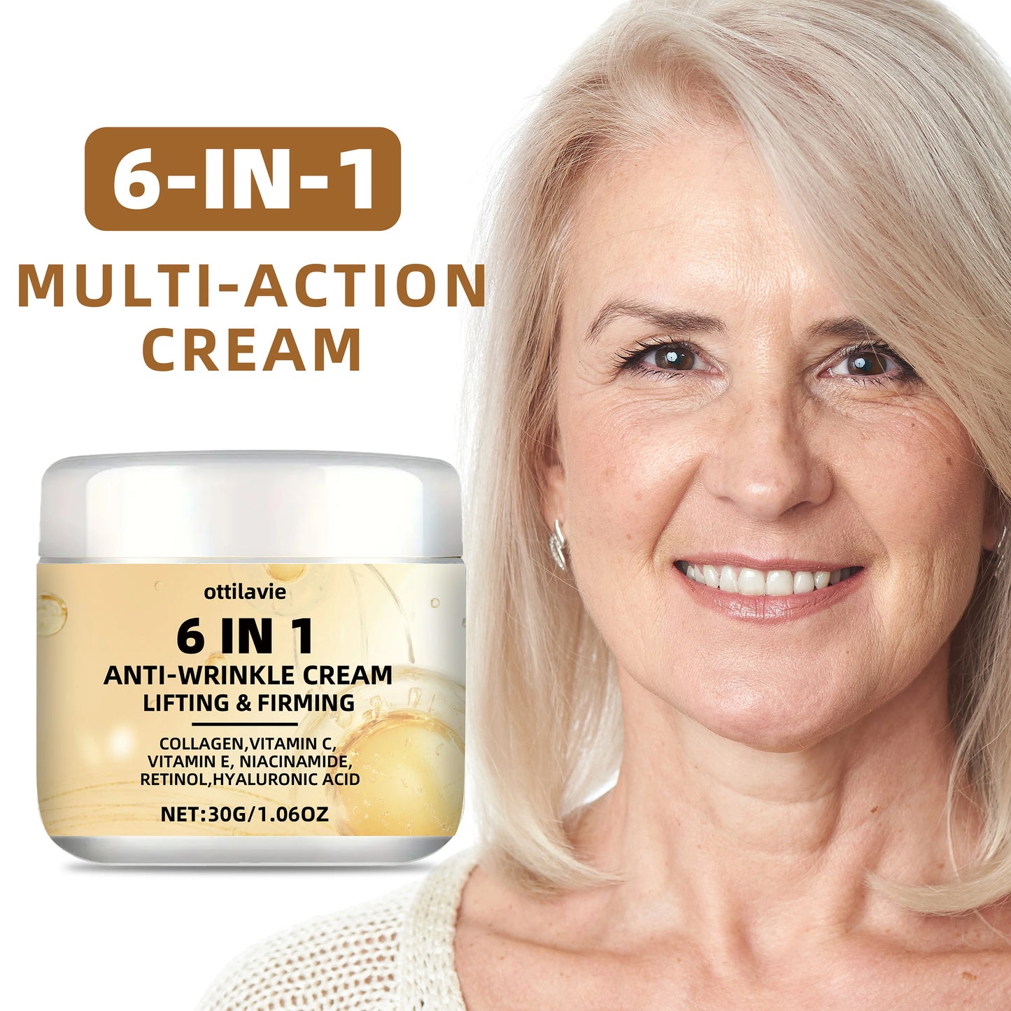 Ottilavie 6-in-1 Instant Firming Cream - Moisturizes, Firms & Smooths Skin. Non-Greasy, For All Skin Types & Genders Peaceful Pleasures Health and Wellness