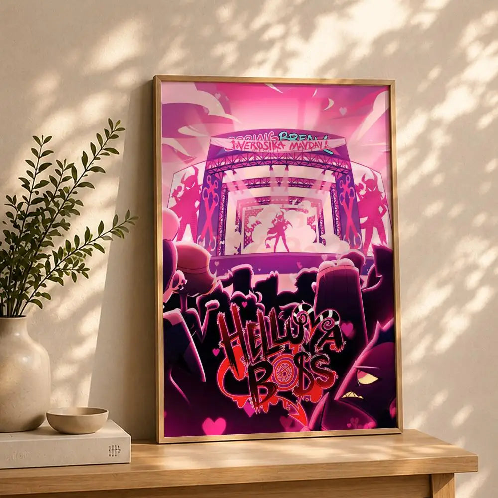 Animation H-Hazbin HotelS Poster HD Self Adhesive Waterproof Wall Art Ideal for Home Office Dorm Bedroom Great Gift Peaceful Pleasures Health and Wellness White7 15X20cmNoframe