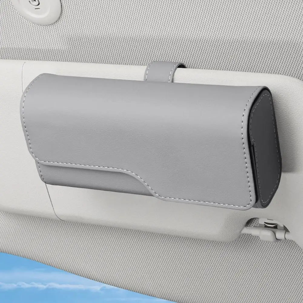 Leather Car Glasses Storage Box Sun Visor Eyeglasses Holder Clip On Auto Visor Glasses Organizer Sun Visor Eyeglasses Storage Peaceful Pleasures Health and Wellness