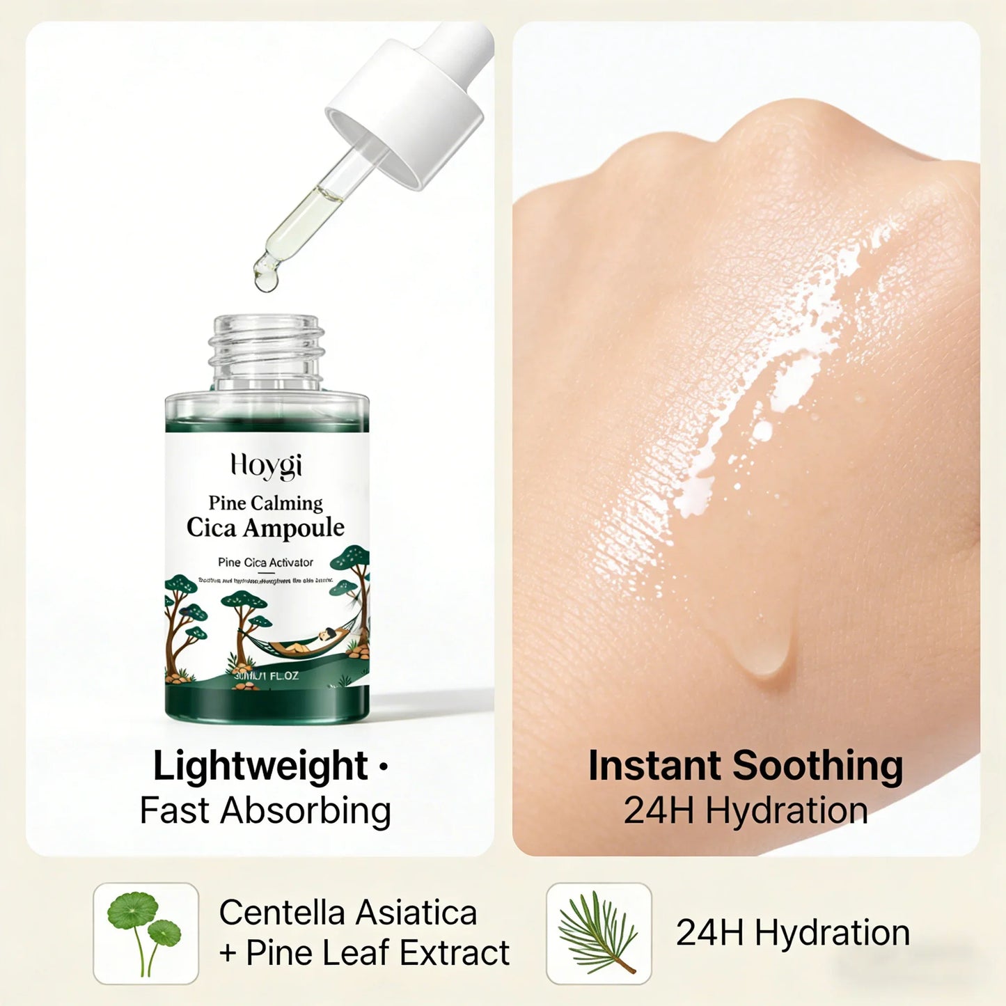 Hoygi Pine Cica Ampoule Serum – Hyaluronic Acid & Centella