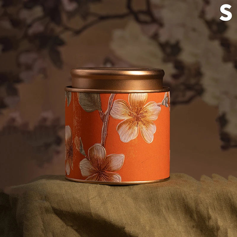 Chinese Floral Round Tea Tin Canister | Airtight Storage Box