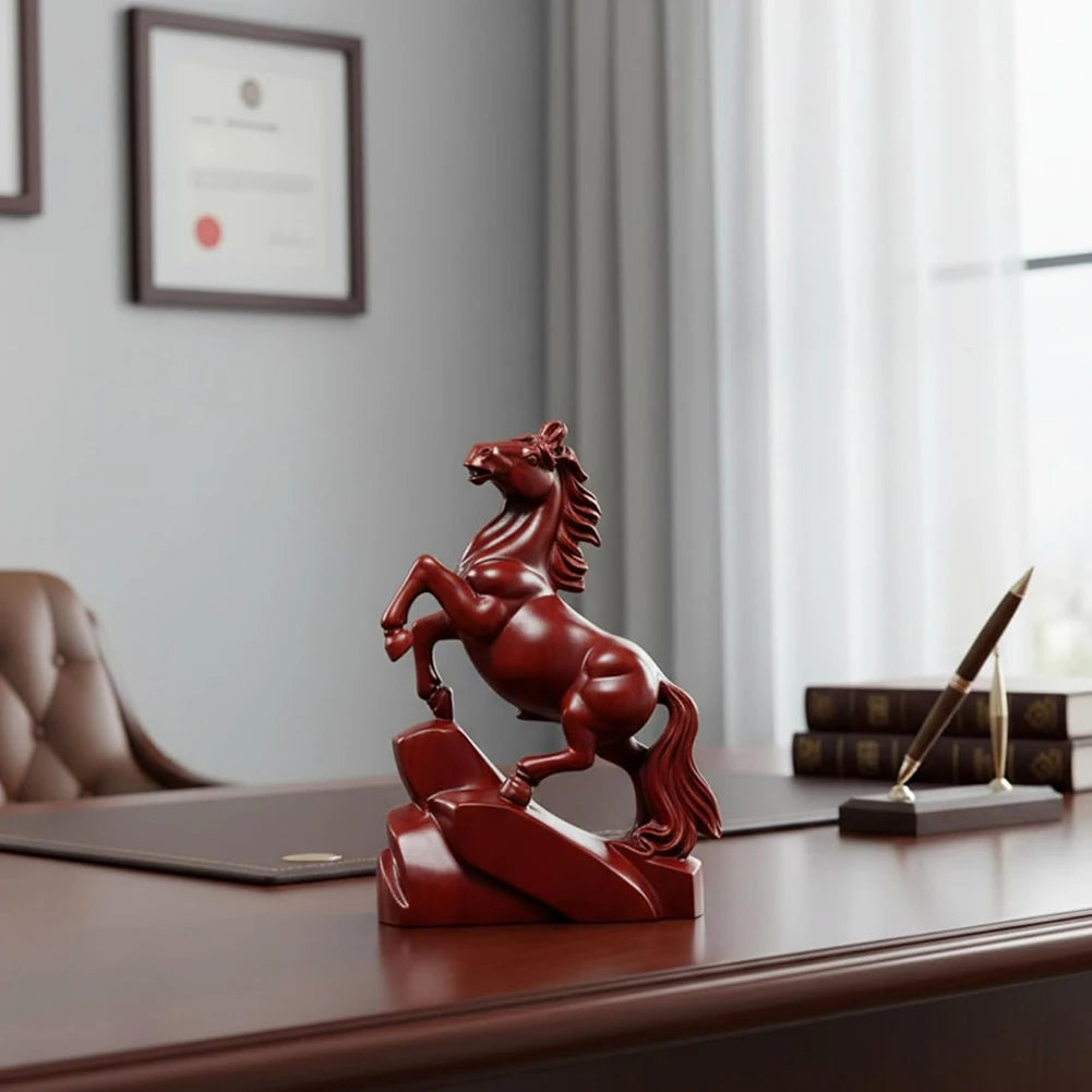 2026 Year of the Horse Wood Figurine | Chinese New Year Statue Decorative Figurine Peaceful Pleasures Health and Wellness