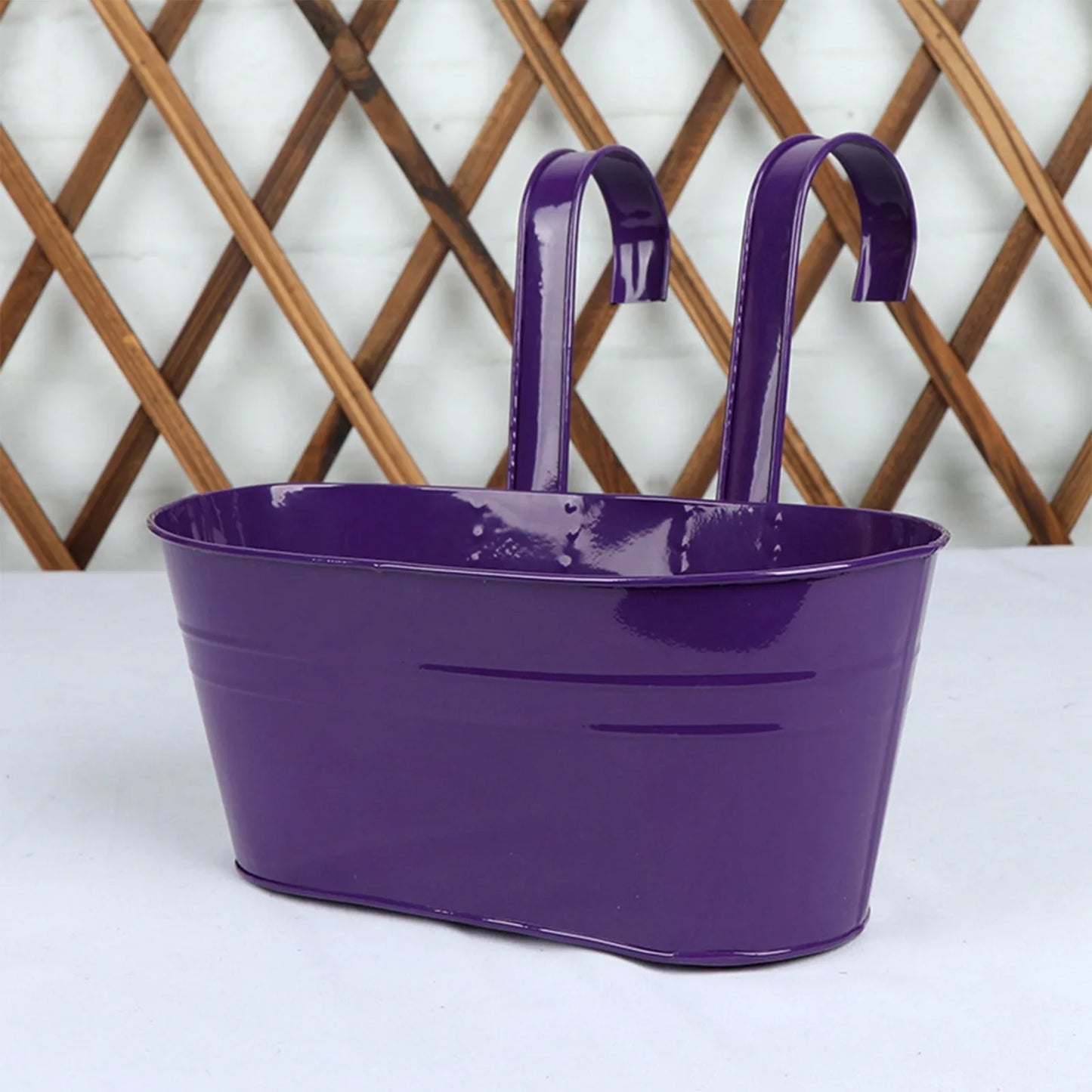 Metal Iron Hanging Flower Pots Balcony Planter with Detachable Hook, Durable Herb Pots Perfect for Fence Home Decor Peaceful Pleasures Health and Wellness J One Size