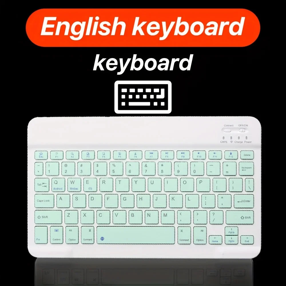 Ultra-Slim Wireless Keyboard Mini 78-Key Bluetooth-compatible Rechargeable Keyboard For Android IOS Windows for PC iPad Tablet Peaceful Pleasures Health and Wellness Green Keyboard