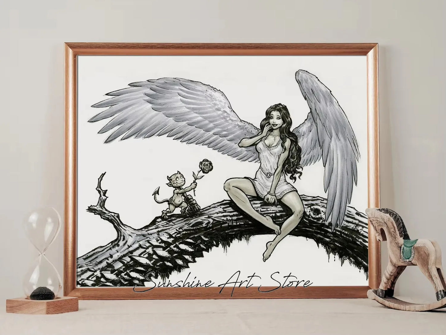 Witch Dark Goddess Black Magic Poster Canvas Printing Witch Black Cat Wall Art Decor Gothic Style Girls Room Bar Wall Decoration Peaceful Pleasures Health and Wellness ZLH5255 90x130cm No Frame