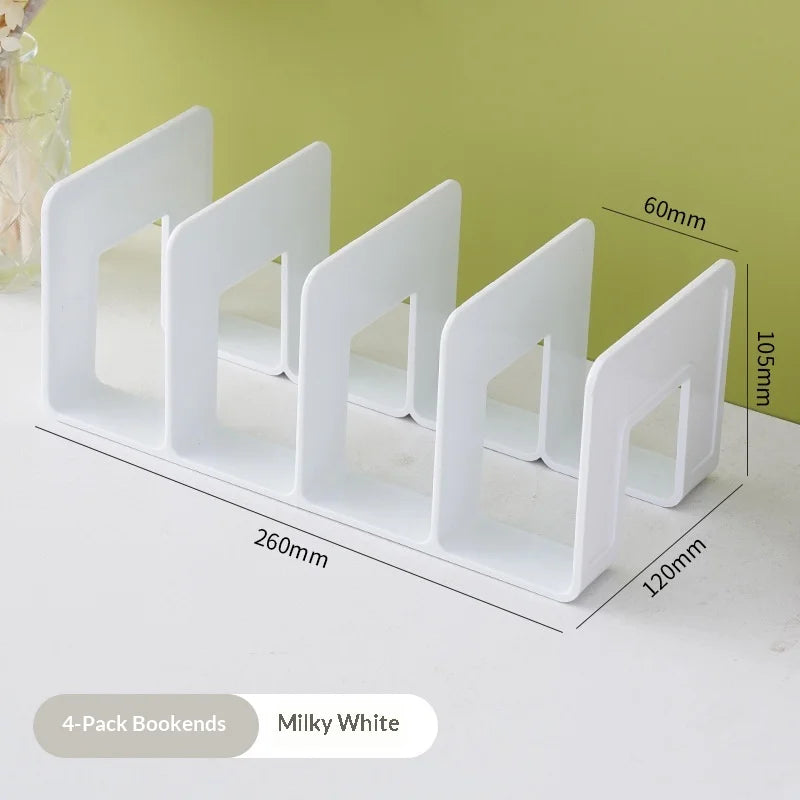 Modern Transparent Acrylic Bookend Desk Organizer for Student Dorm Lightweight Stackable Clear File Holder Desk Organization Peaceful Pleasures Health and Wellness White