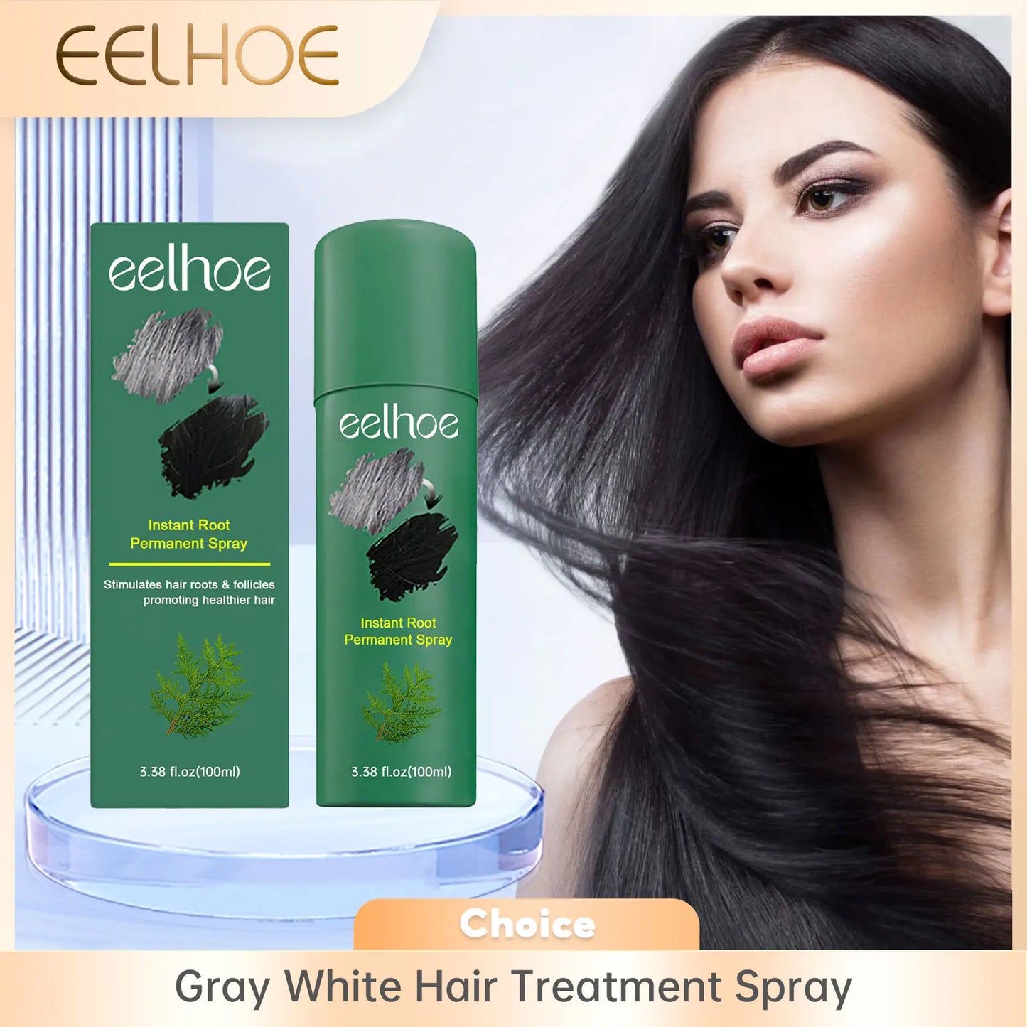 EELHOE Gray Hair Darkening Spray – Natural Black Hair Treatment