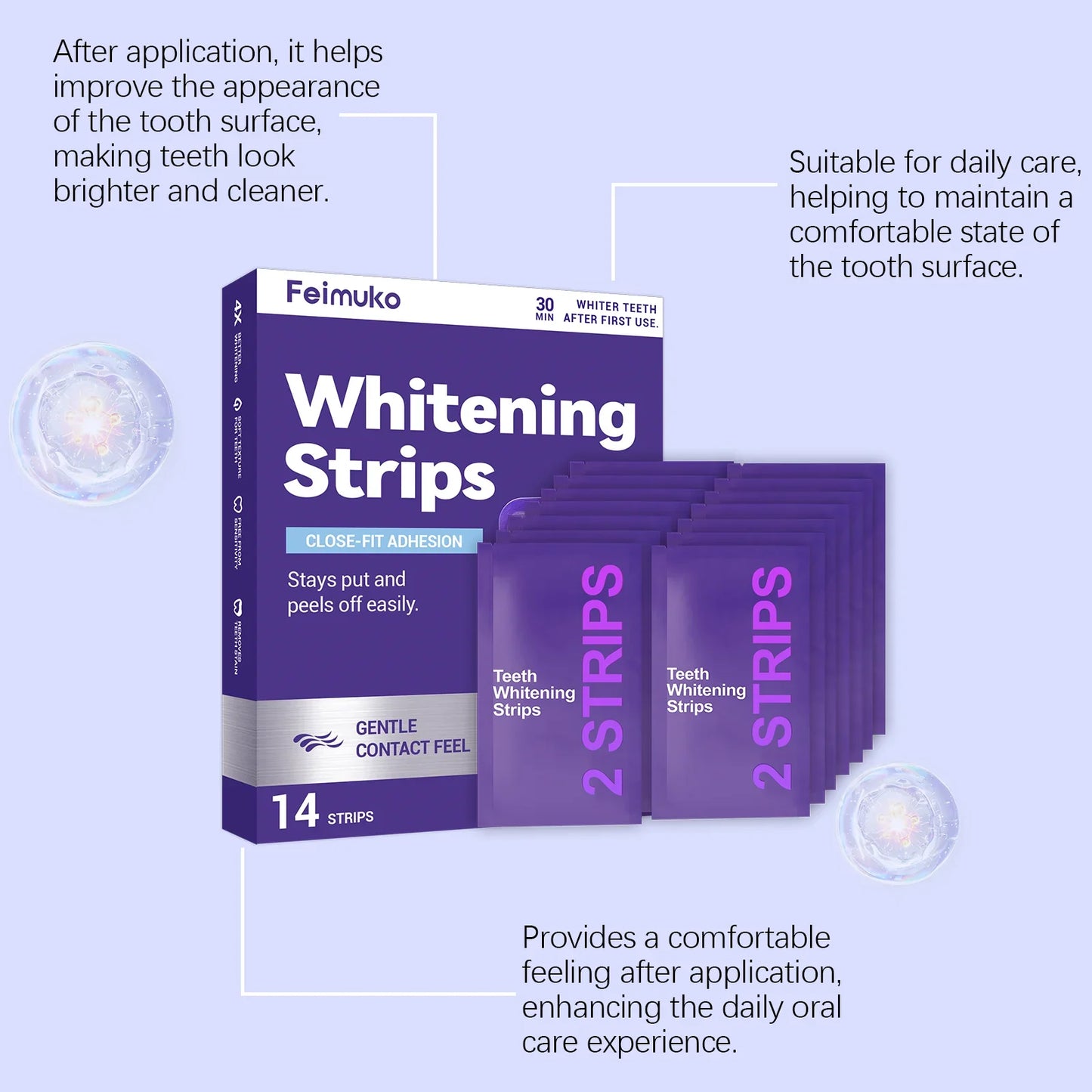 Oralhoe Purple Teeth Whitening Strips – 14 Strips Bright Smile