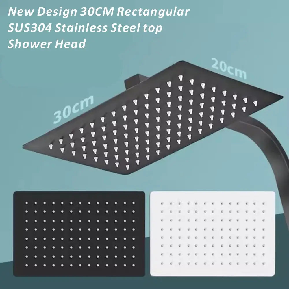 SUS304 Stainless Steel Rectangular Rainfall Shower Head | Ultra Thin