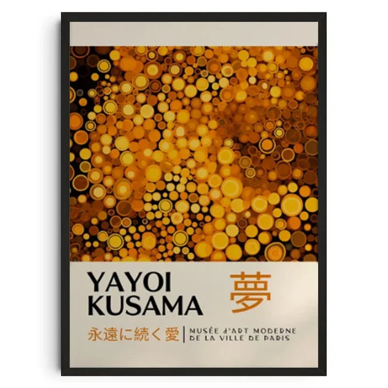 Abstract Yayoi Kusama Style Canvas Poster, Japanese Modern Art Mural Frameless Wall Art for Home Living Room Gallery Decor Peaceful Pleasures Health and Wellness