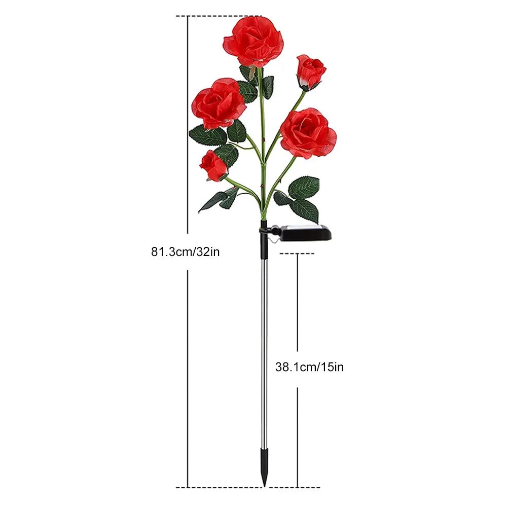 GGbingo 5 Heads Solar Lights Outdoor Decorative Solar Garden Lights Rose Flower Lawn Lamp for Yard Patio Garden Decor Peaceful Pleasures Health and Wellness