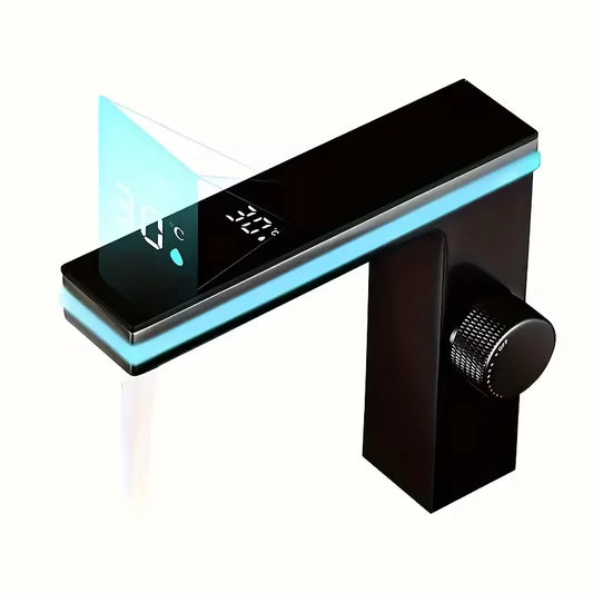 Bathroom Faucet with Temperature Display | No Battery Basin Faucet Peaceful Pleasures Health and Wellness
