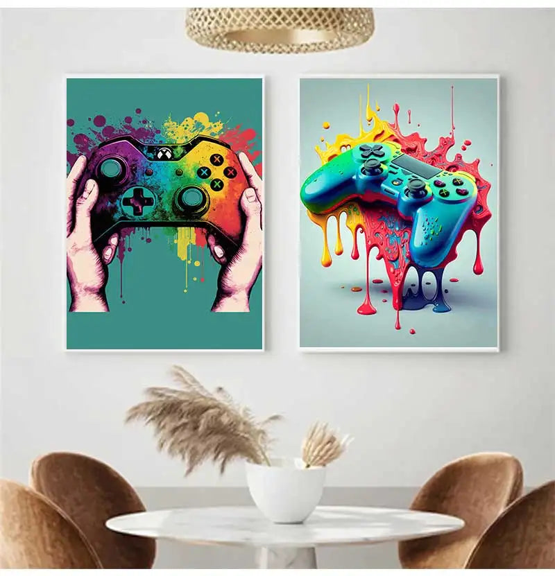 Colorful Game Controller Wall Art Poster Prints Nordic Aesthetic Picture Canvas Painting Gaming Boy Room Home Decoration Peaceful Pleasures Health and Wellness
