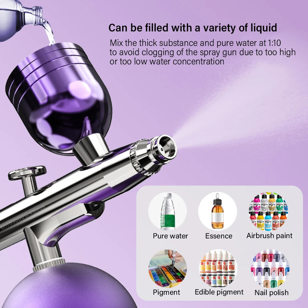Airbrush with Compressor Airbrush Spray Gun for Painting Modeling Crafts Nail Art Wireless Portable Air Brush Painting Spray Gun Peaceful Pleasures Health and Wellness
