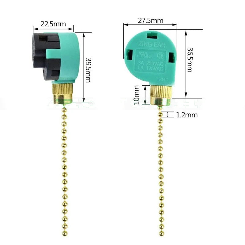 ZE-268S6 Ceiling Fan Pull Chain Switch 3-Speed 4-Wire Replacement