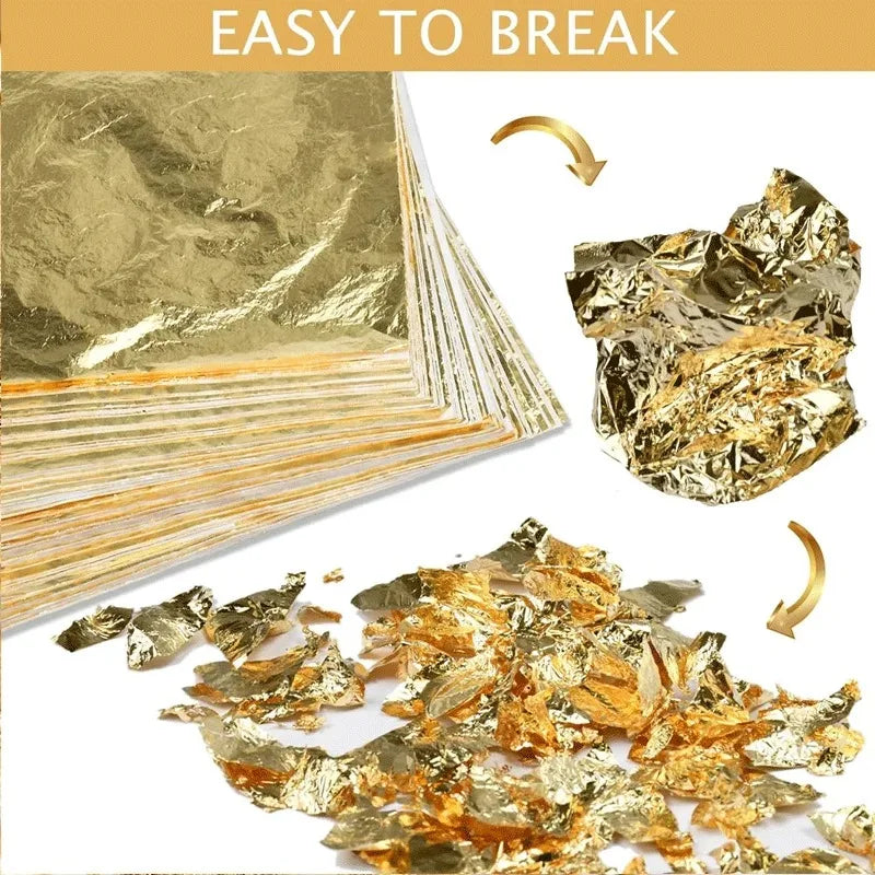 Imitation Gold Leaf Sheets – Metallic Foil for Gilding & Crafts