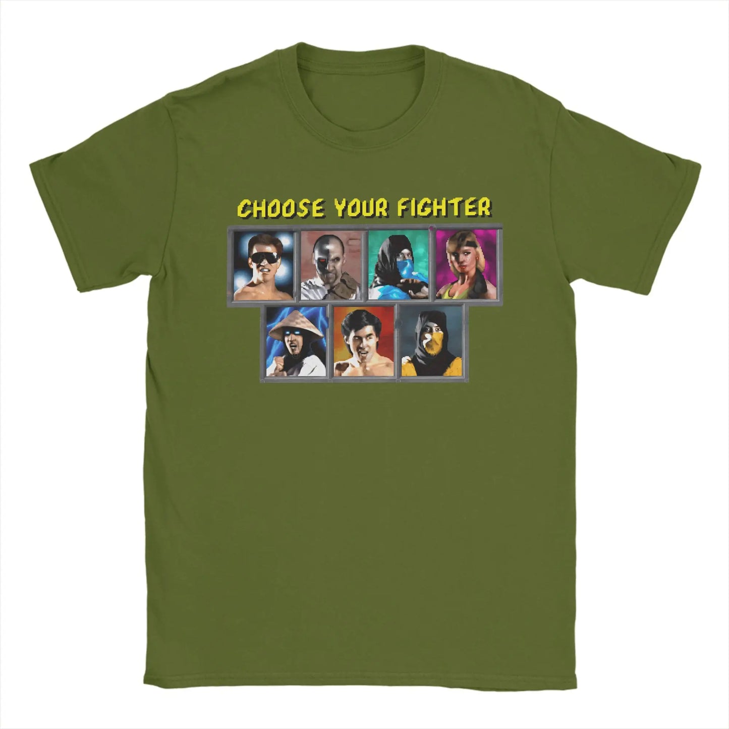 Men's T-Shirts Mortals Kombats Vintage Cotton Tees Short Sleeve Choose Your Fighter T Shirts Crewneck Tops New Arrival Peaceful Pleasures Health and Wellness army green XXXL