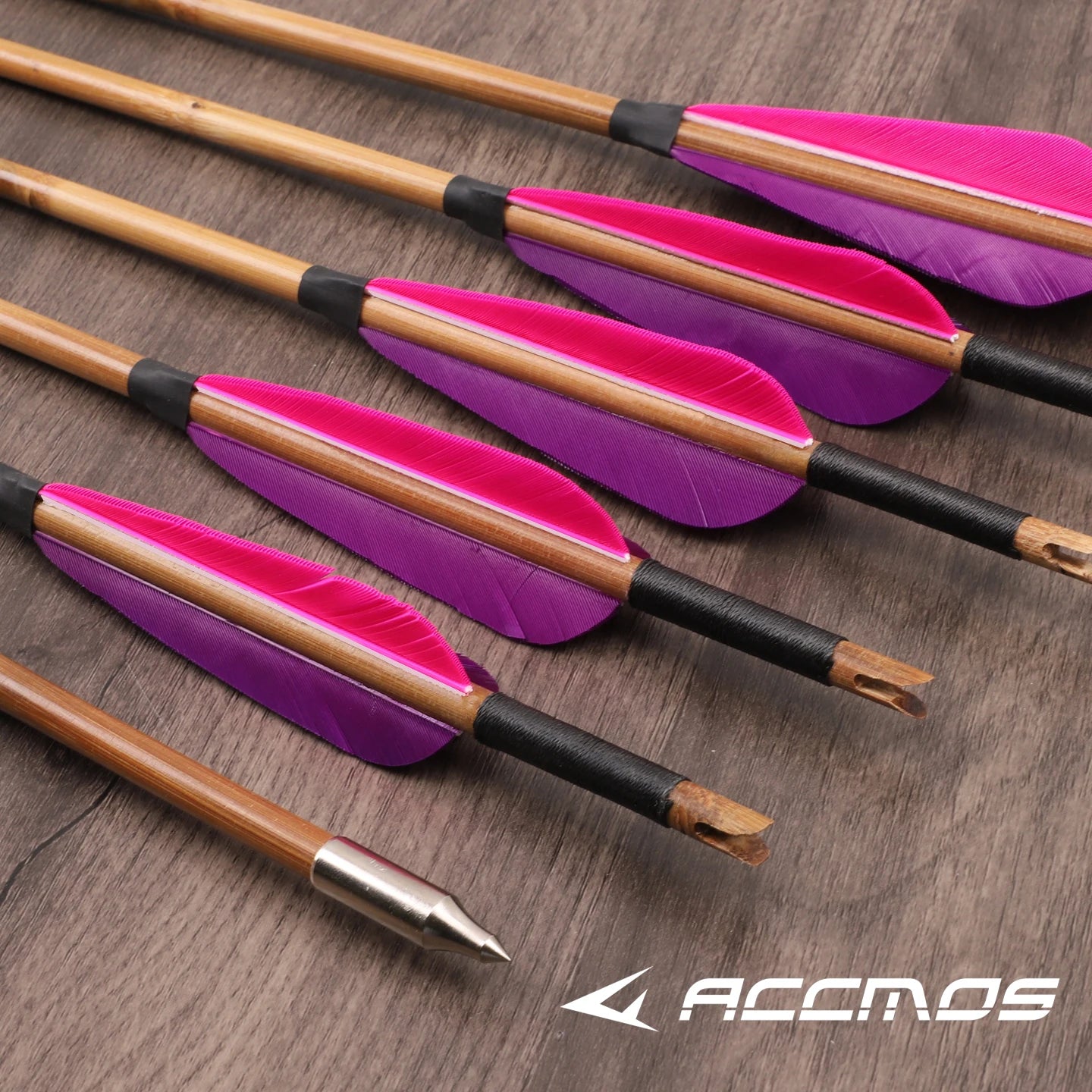 6 12 Bamboo Shaft Arrow 4-inch Purple Pink True Feather Bow Shooting