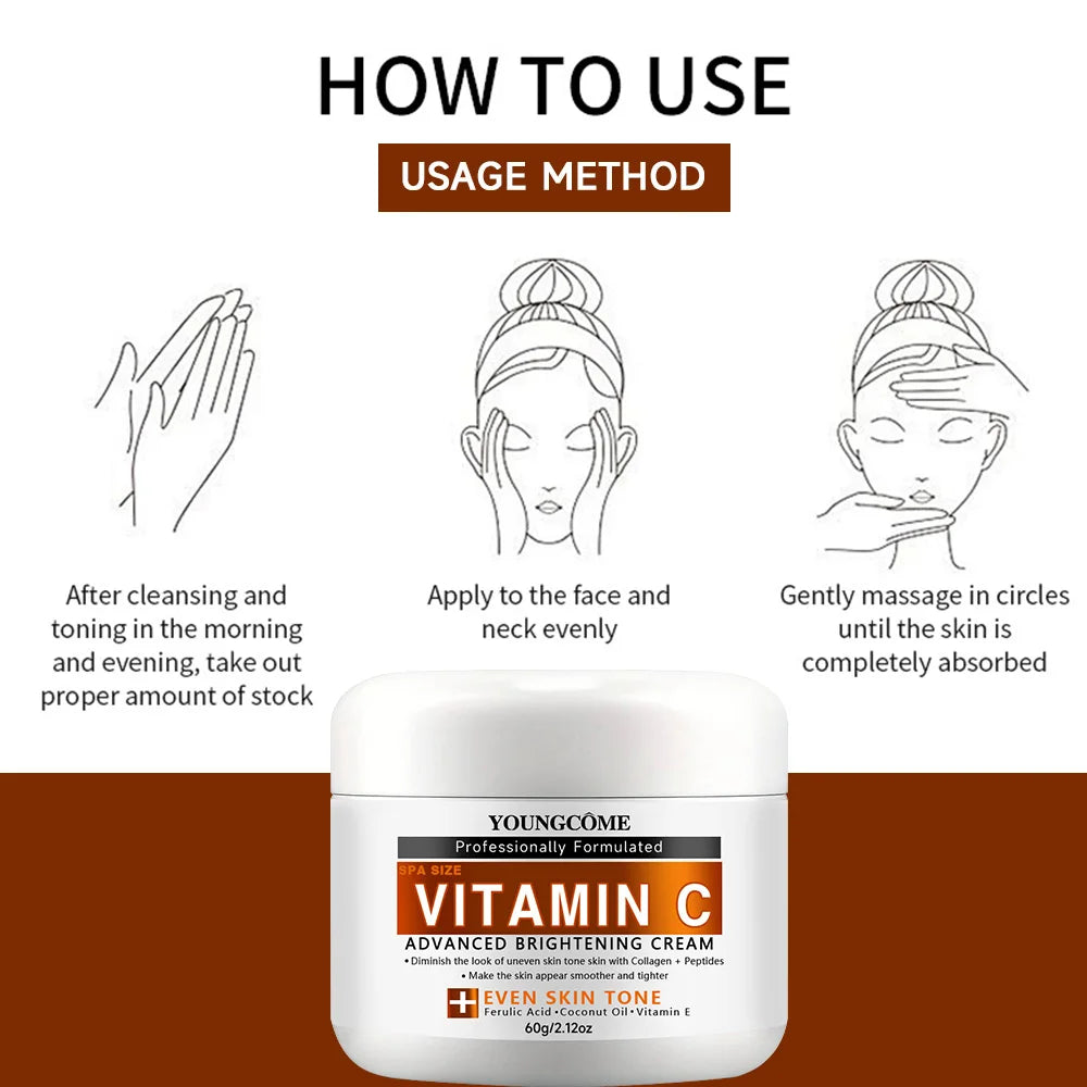 YOUNGCOME Vitamin C Face Cream – Brightening Firming Moisturizer Vitamin C Face Cream Peaceful Pleasures Health and Wellness