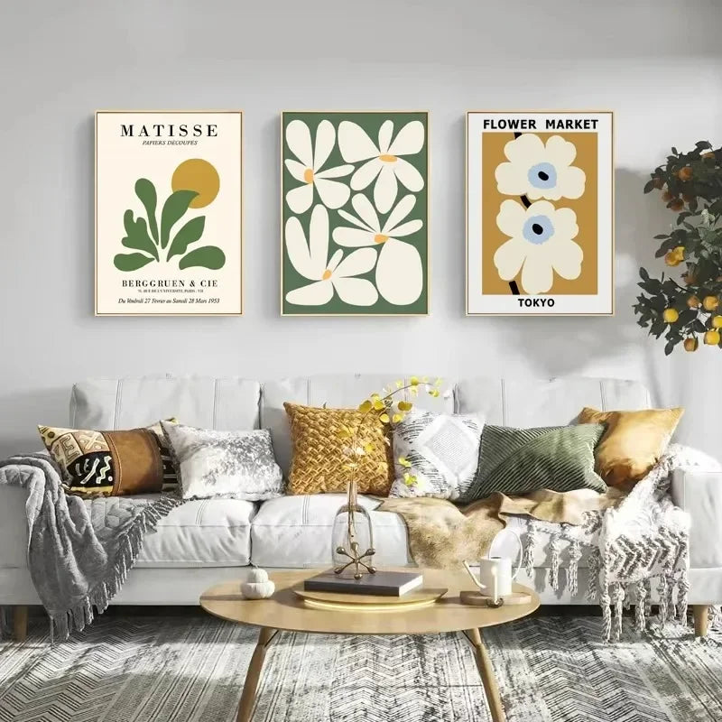Retro Green Plant Flower Aesthetic Canvas Painting Posters and Prints Wall Picture For Living Room Decoration Peaceful Pleasures Health and Wellness