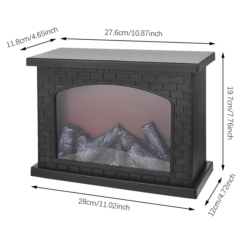Christmas Fireplace LED Flame Table Lamp | Holiday Home Décor